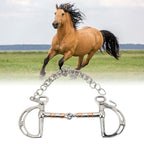 Horse Bit Stainless Steel Copper D Ring Snaffle Bit with Chain for 125mm Horse Mouth