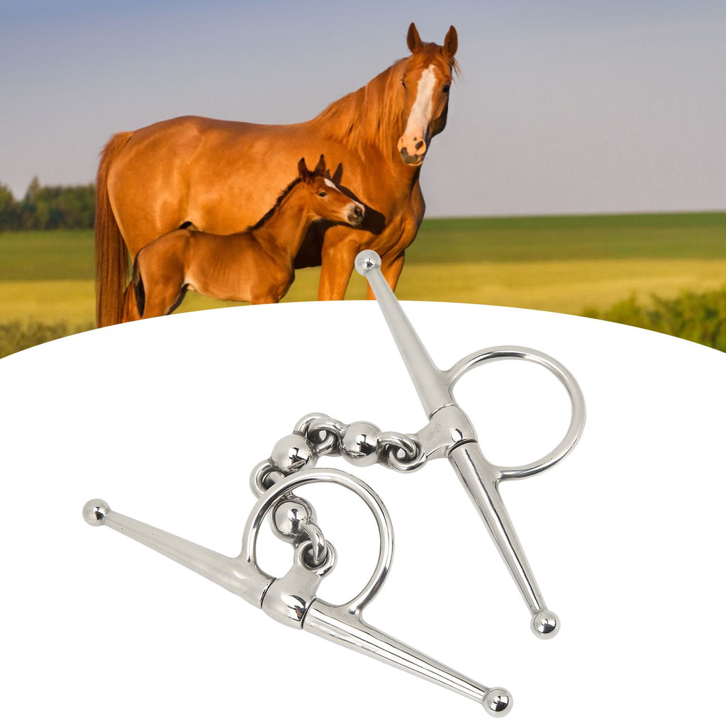 135mm Stainless Steel Horse Mouth Bit Horse Mouth Riding Full Cheek Snaffle Bit with Ball Chain