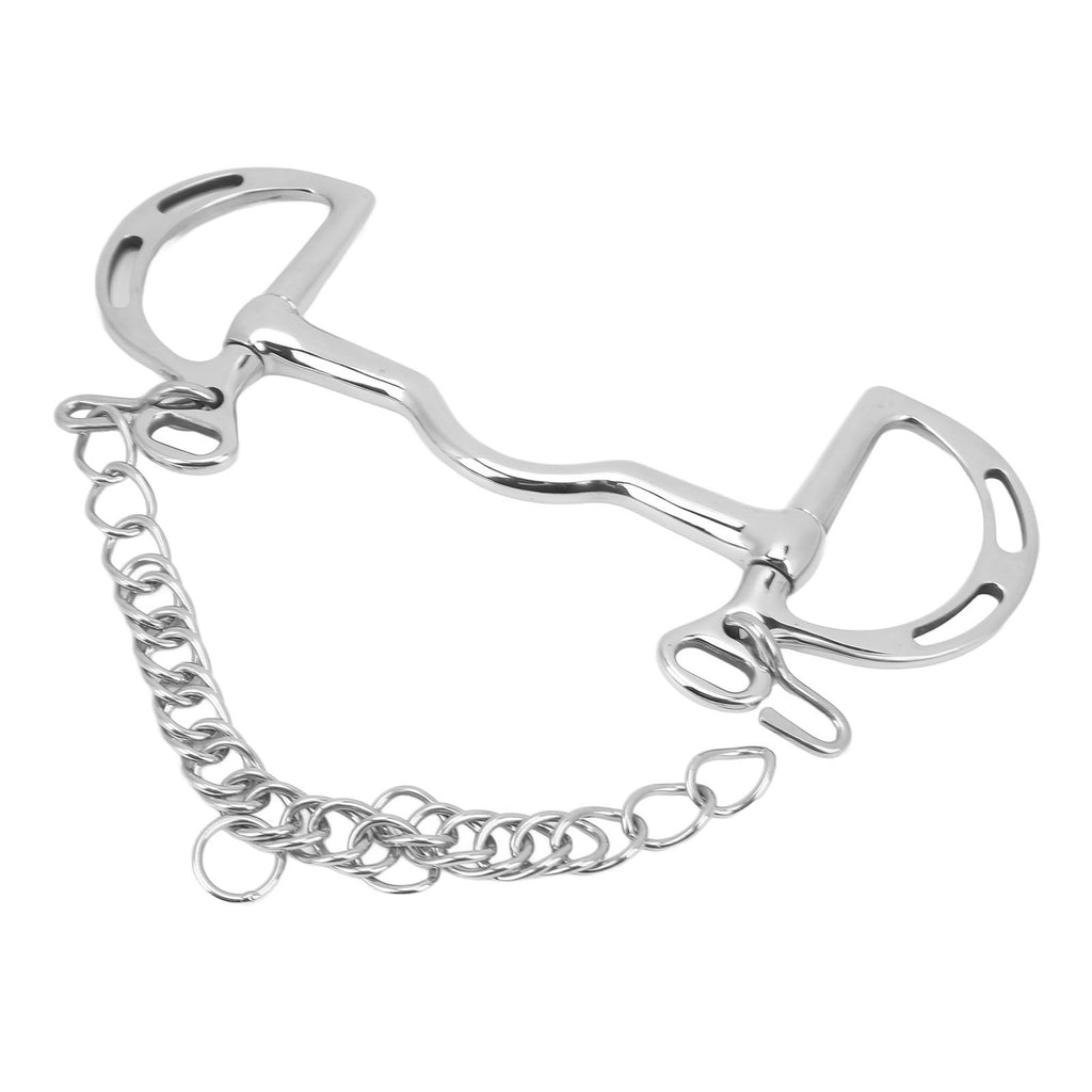 D Ring Horse Bit Stainless Steel Horse Mouth Snaffle Bit with Chain for 135mm Horse Mouth