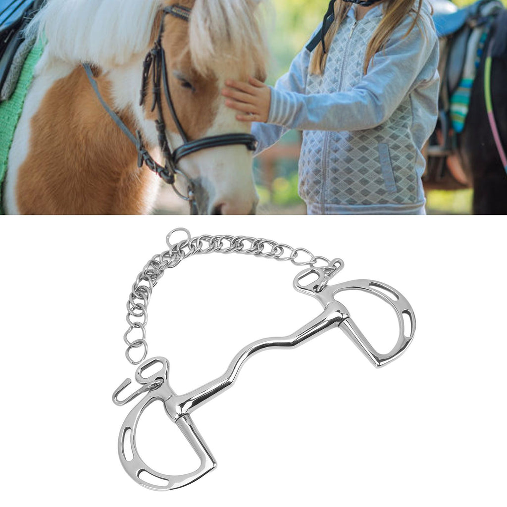 D Ring Horse Bit Stainless Steel Horse Mouth Snaffle Bit with Chain for 135mm Horse Mouth