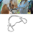 D Ring Horse Bit Stainless Steel Horse Mouth Snaffle Bit with Chain for 135mm Horse Mouth