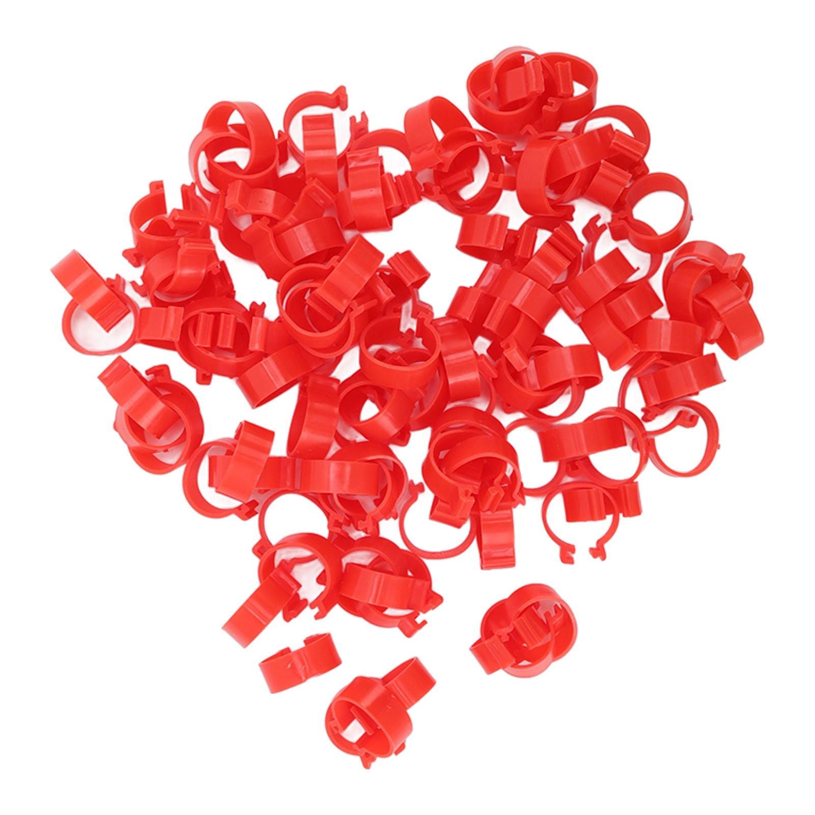 100pcs Poultry Feet Rings PP Plastic Reusable Chicken Duck Goose Leg Bands for Identification Red 25mm/1in
