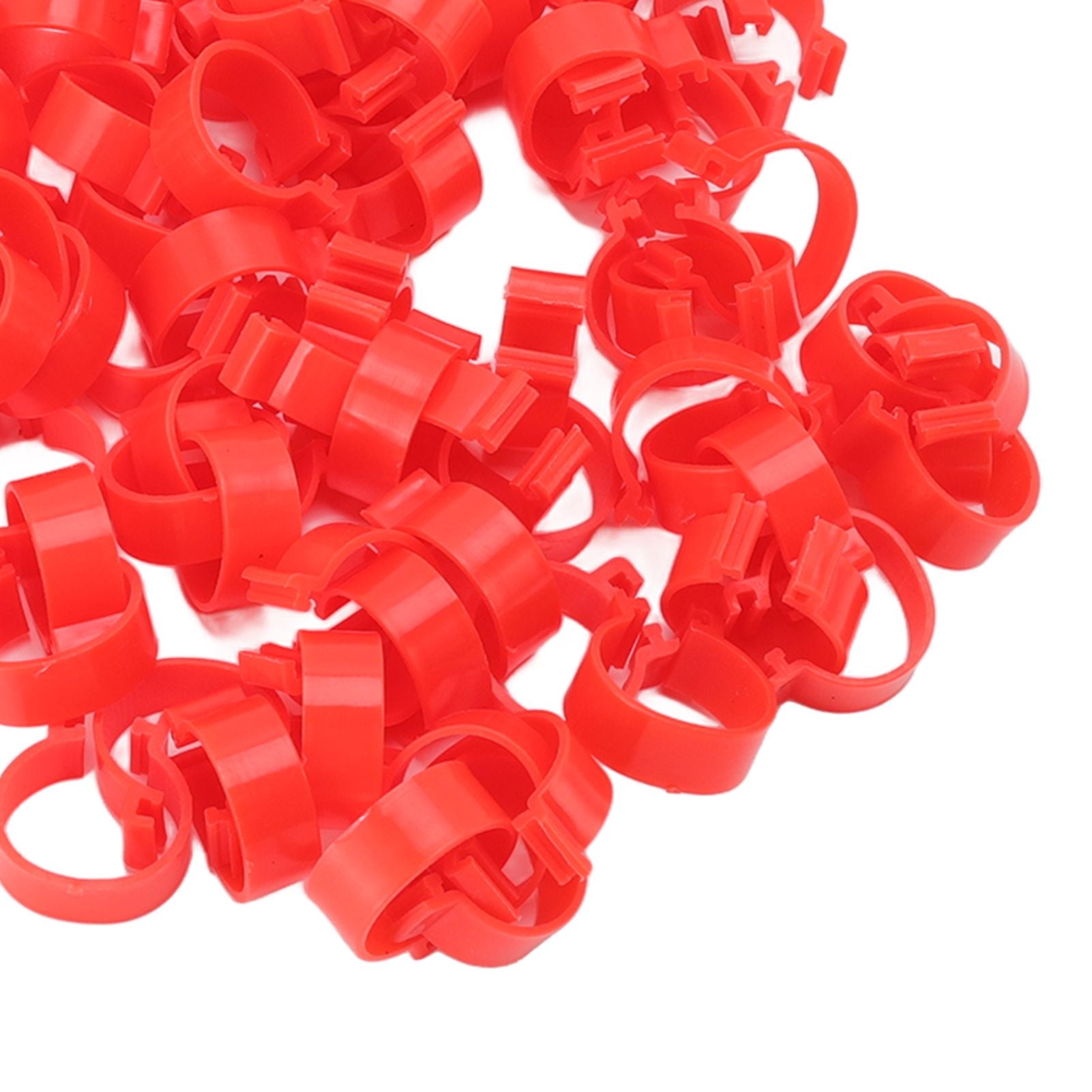 100pcs Poultry Feet Rings PP Plastic Reusable Chicken Duck Goose Leg Bands for Identification Red 25mm/1in