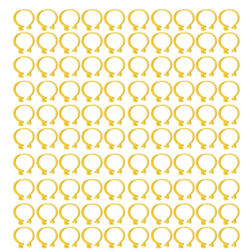 100PCS Chicken Ankle Rings Reusable Plastic Duck Leg Bands Clips For Breeding Chickens Ducks Geese Yellow 16mm/0.63in
