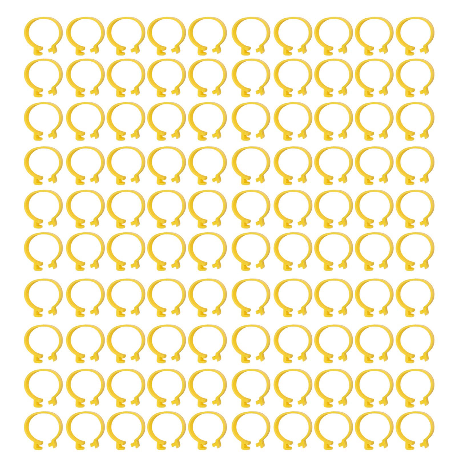 100PCS Chicken Ankle Rings Reusable Plastic Duck Leg Bands Clips For Breeding Chickens Ducks Geese Yellow 16mm/0.63in