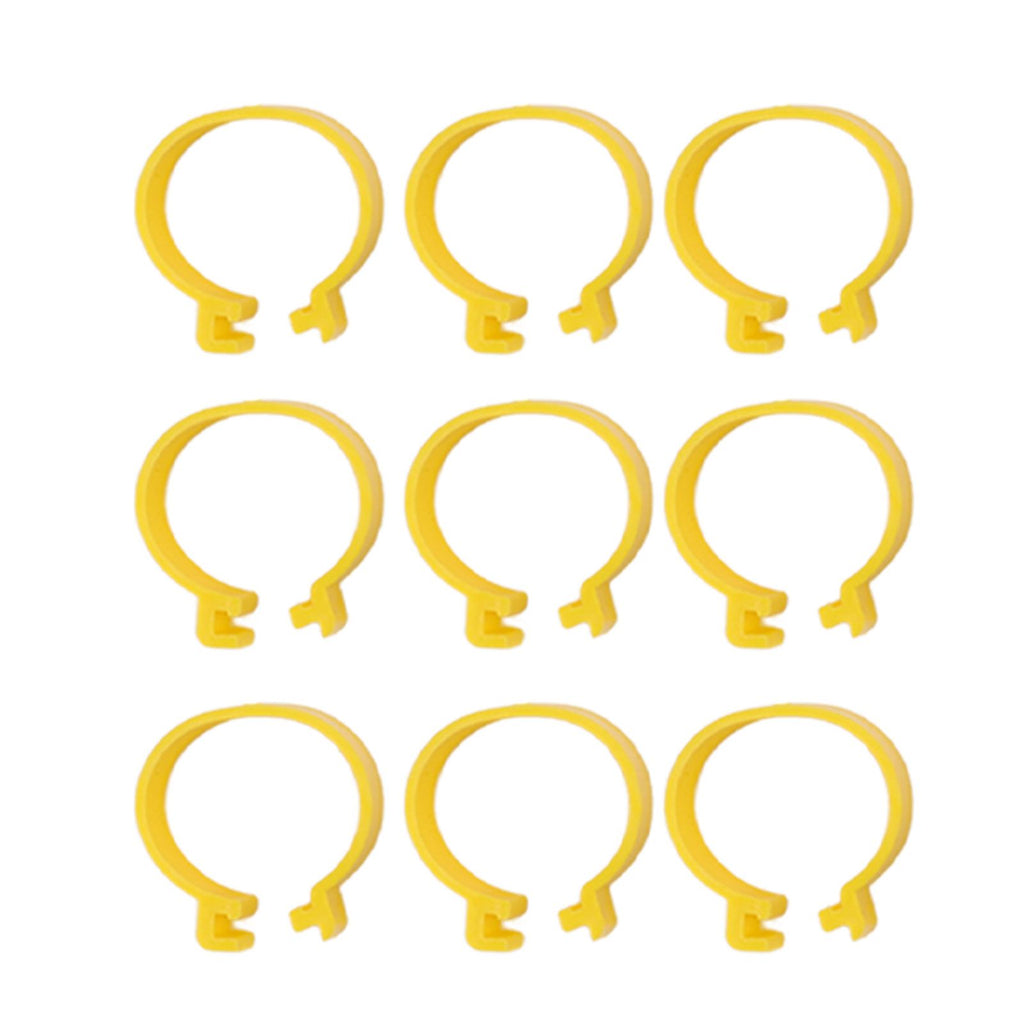 100PCS Chicken Ankle Rings Reusable Plastic Duck Leg Bands Clips For Breeding Chickens Ducks Geese Yellow 16mm/0.63in
