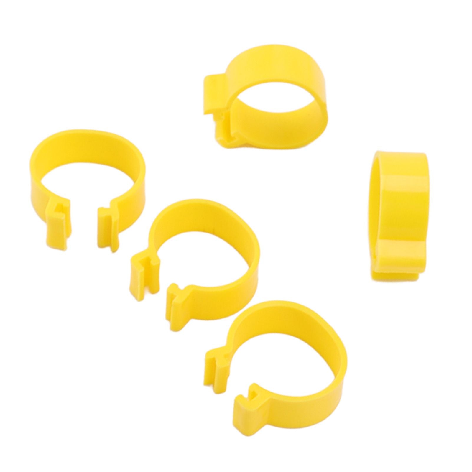 100PCS Chicken Ankle Rings Reusable Plastic Duck Leg Bands Clips For Breeding Chickens Ducks Geese Yellow 16mm/0.63in