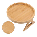 Sofa Tray Bamboo Wood Texture Armrest Couch Clip On Tray Table for Coffee Tea Snacks