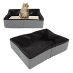 Collapsible Cat Litter Box Cloth Waterproof Outdoor Portable Cat Litter Box for Travel S Grey