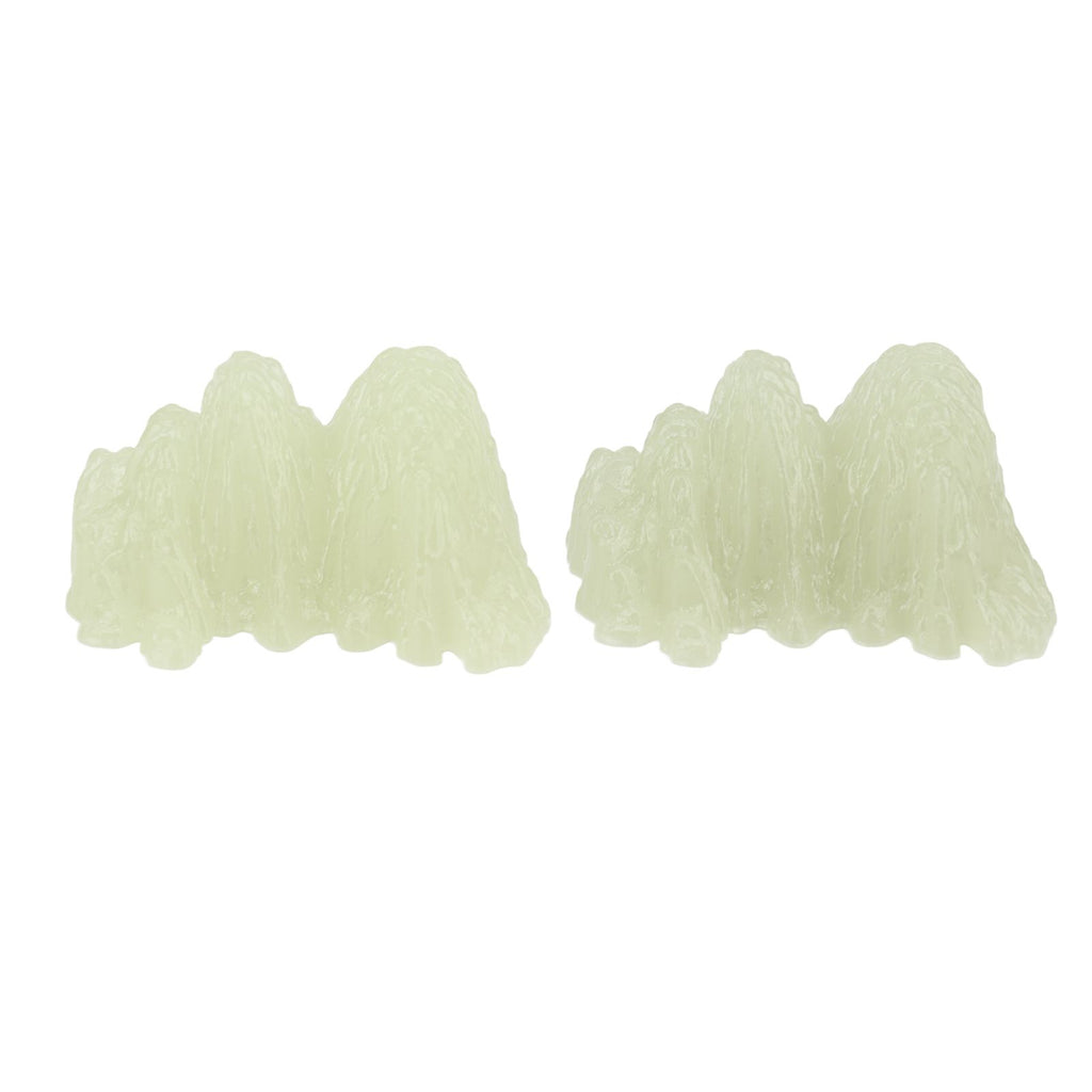 2Pcs Green Fluorite Mineral Crystal Specimen Desktop Simulation Super Bright Luminous Decorative Rockery Fish Tank Landscaping Ornament 02 Style