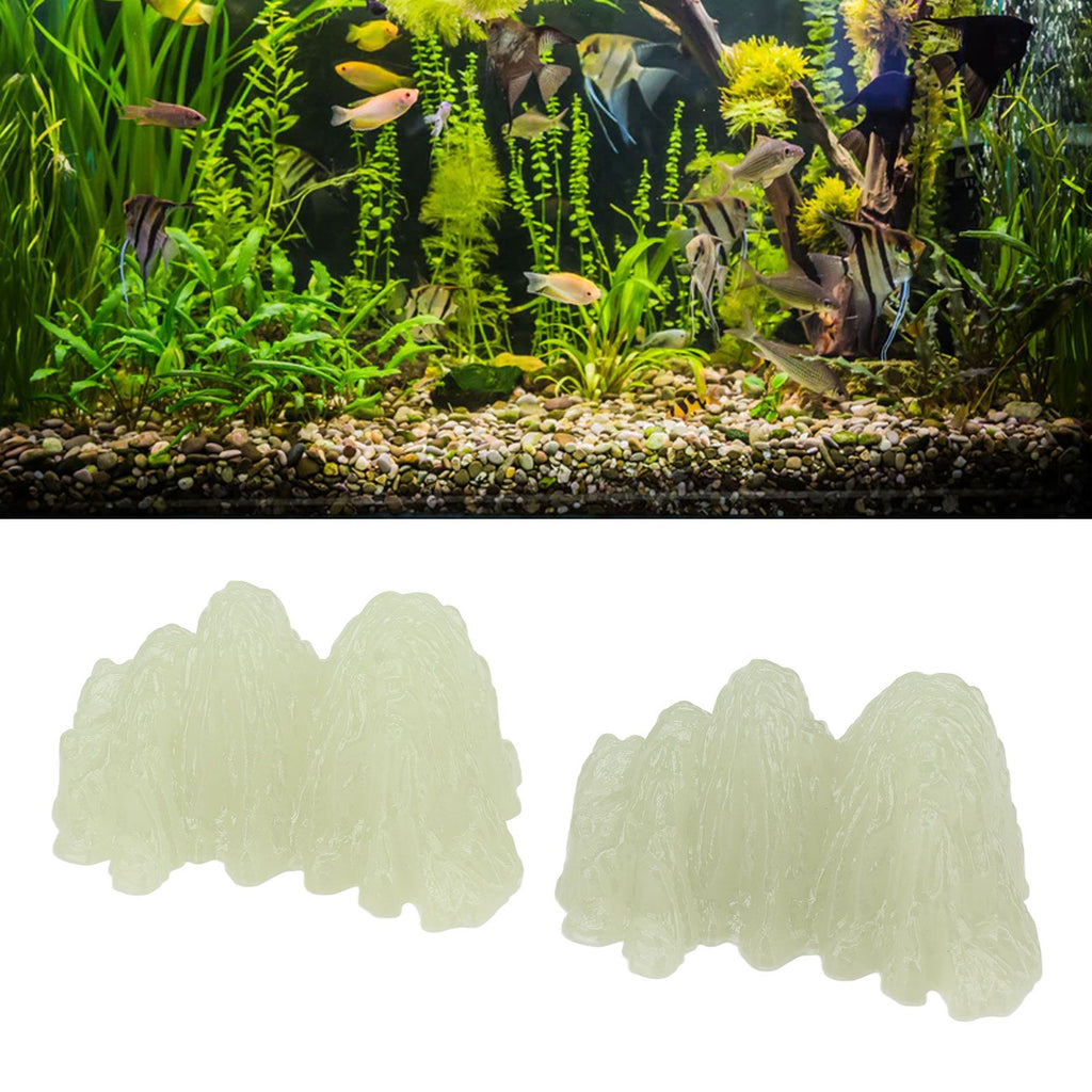 2Pcs Green Fluorite Mineral Crystal Specimen Desktop Simulation Super Bright Luminous Decorative Rockery Fish Tank Landscaping Ornament 02 Style