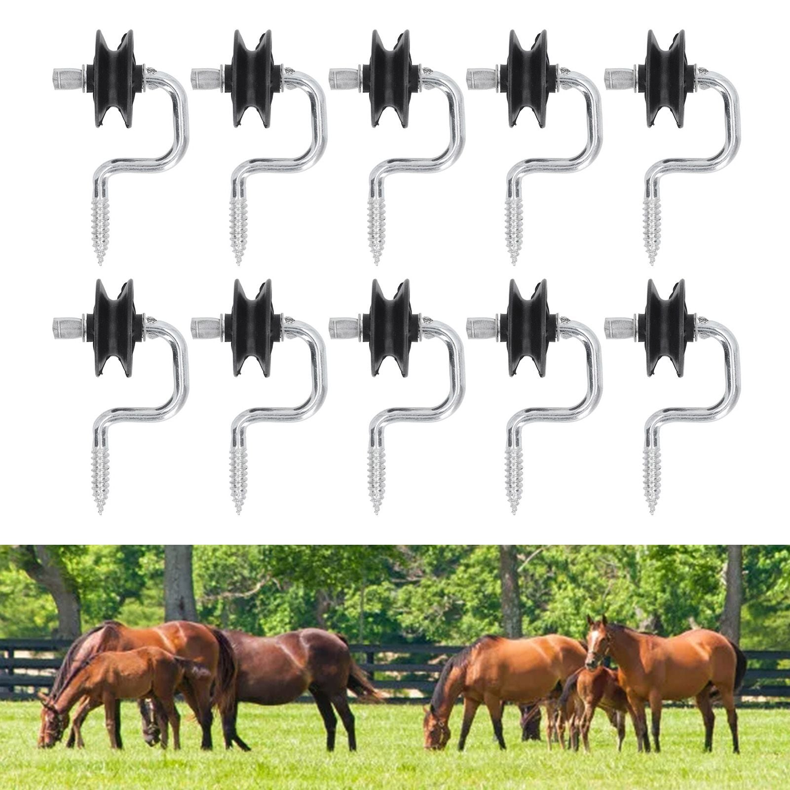 10 Pack Field Electronic Fence Front End Accessories Self Tapping Insulators Screw In Corner Insulators Fixed to Stake Wiring