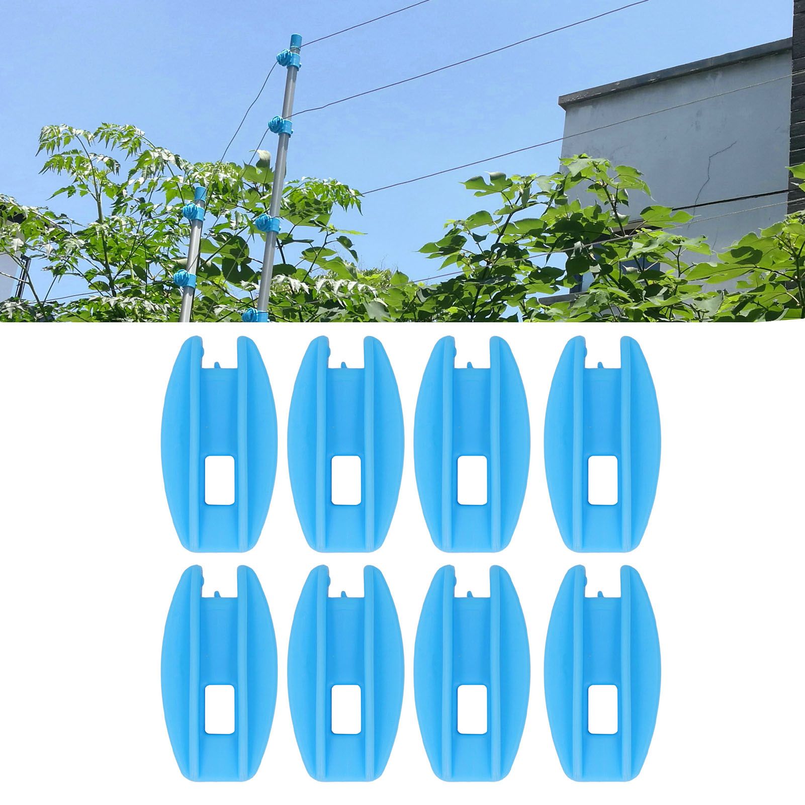 100PCS Electric Fence Insulator Weather Resistant ABS Square Tube Post Insulator for Steel Wire Blue