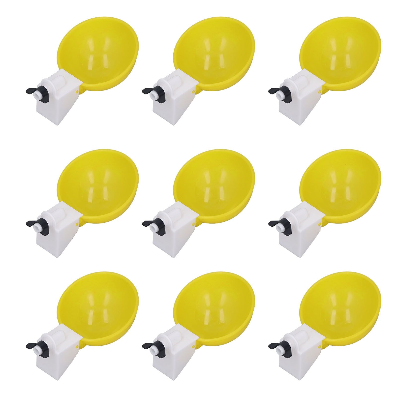 9pcs Chicken Water Cups Yellow Poultry Automatic Drinking Bowl Water Cups Feeder Waterer for Chicken Duck Goose Quail