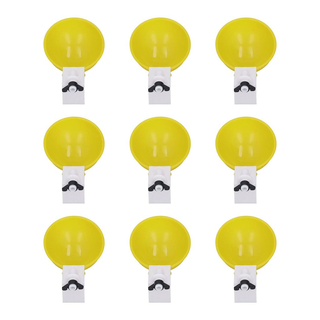 9pcs Chicken Water Cups Yellow Poultry Automatic Drinking Bowl Water Cups Feeder Waterer for Chicken Duck Goose Quail