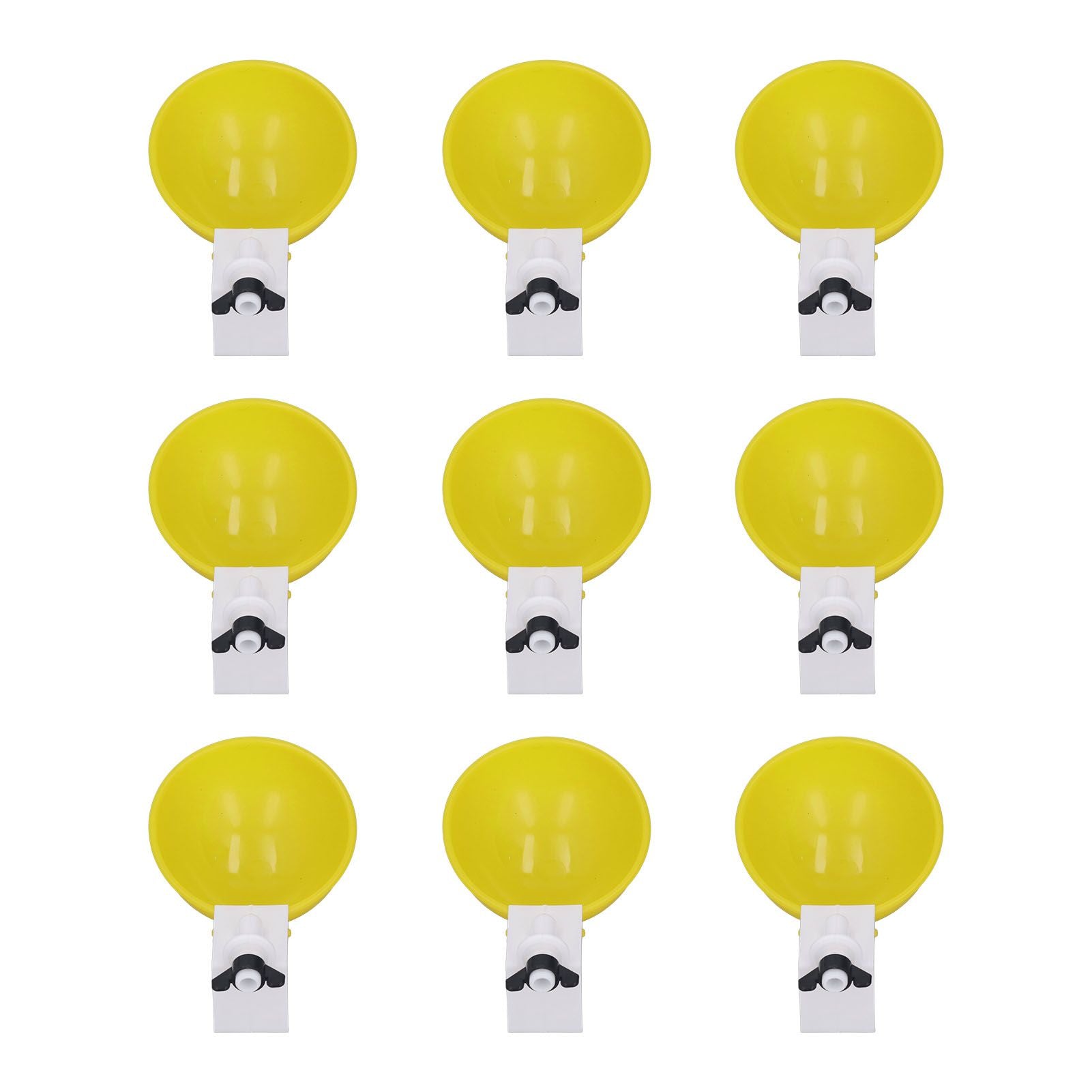 9pcs Chicken Water Cups Yellow Poultry Automatic Drinking Bowl Water Cups Feeder Waterer for Chicken Duck Goose Quail