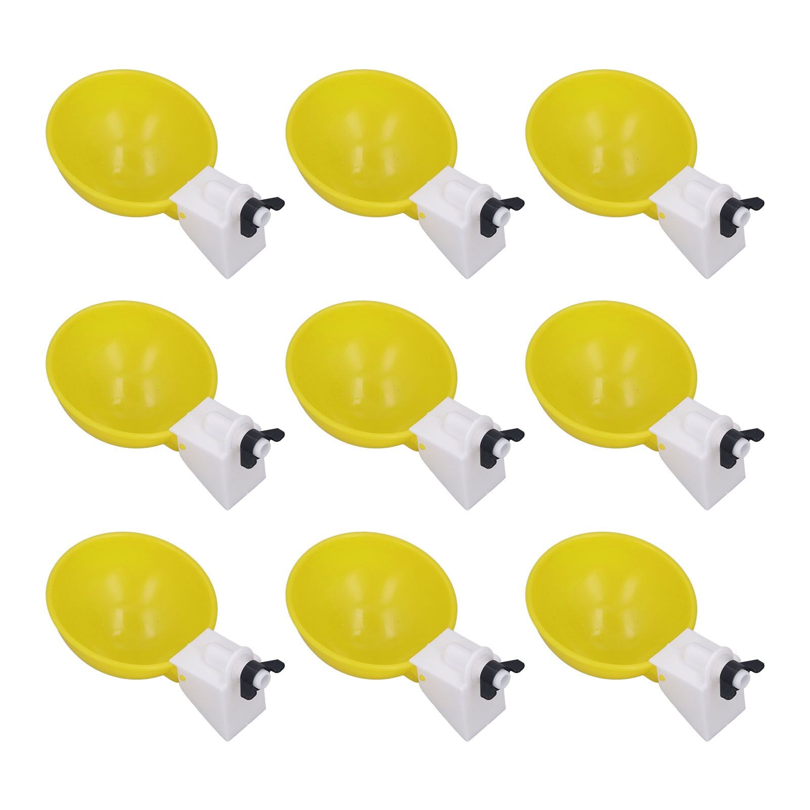 9pcs Chicken Water Cups Yellow Poultry Automatic Drinking Bowl Water Cups Feeder Waterer for Chicken Duck Goose Quail