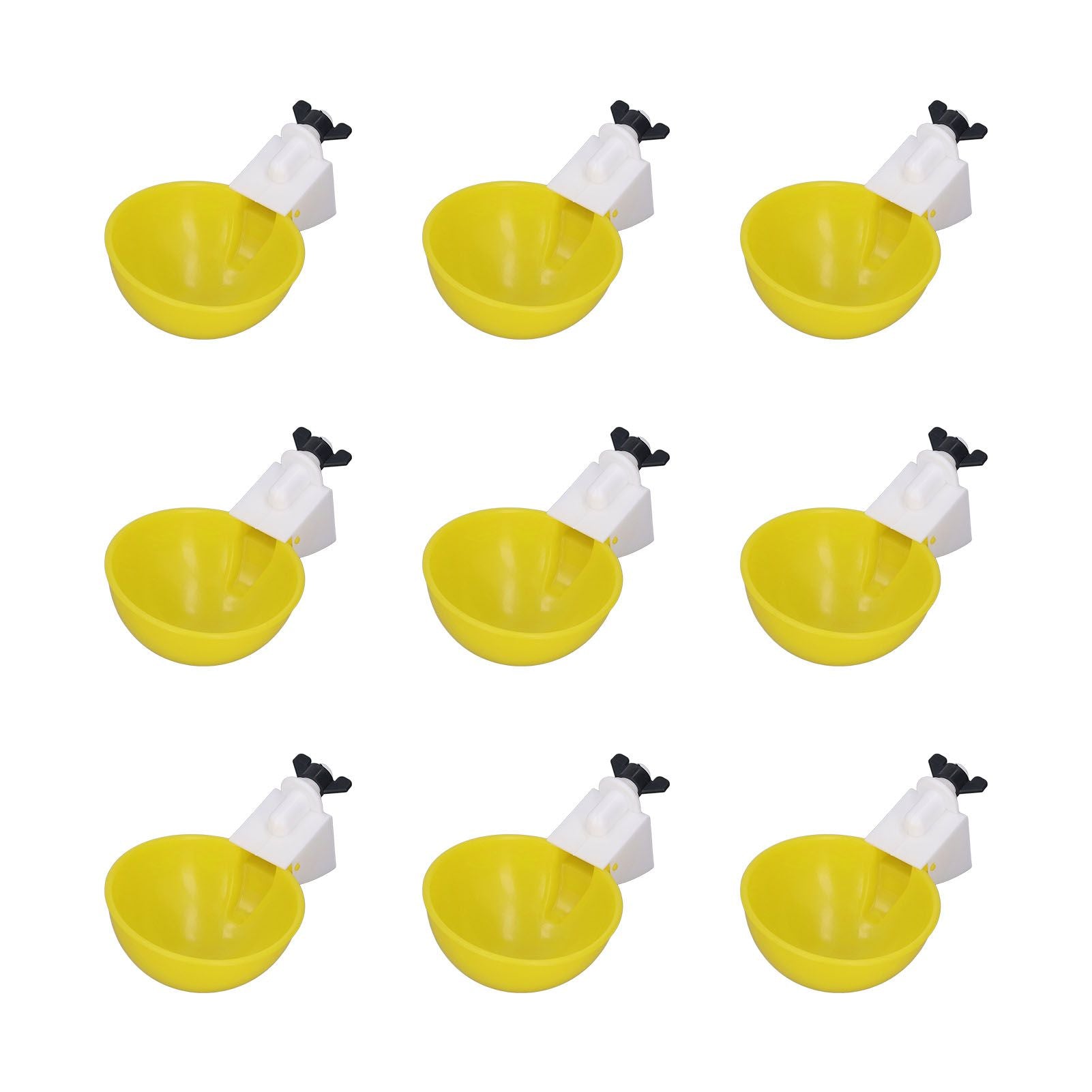 9pcs Chicken Water Cups Yellow Poultry Automatic Drinking Bowl Water Cups Feeder Waterer for Chicken Duck Goose Quail