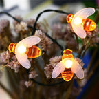 Solar Bee String Lights Outdoor Led Honeybee Fairy Lights Waterproof Solar Bumble Bee Lights for Garden Christmas Decor Warm White 7 Meters 50 Lights(8 Function)