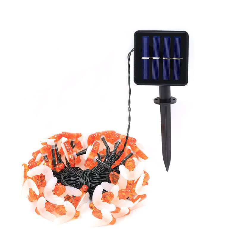Solar Bee String Lights Outdoor Led Honeybee Fairy Lights Waterproof Solar Bumble Bee Lights for Garden Christmas Decor Warm White 7 Meters 50 Lights(8 Function)