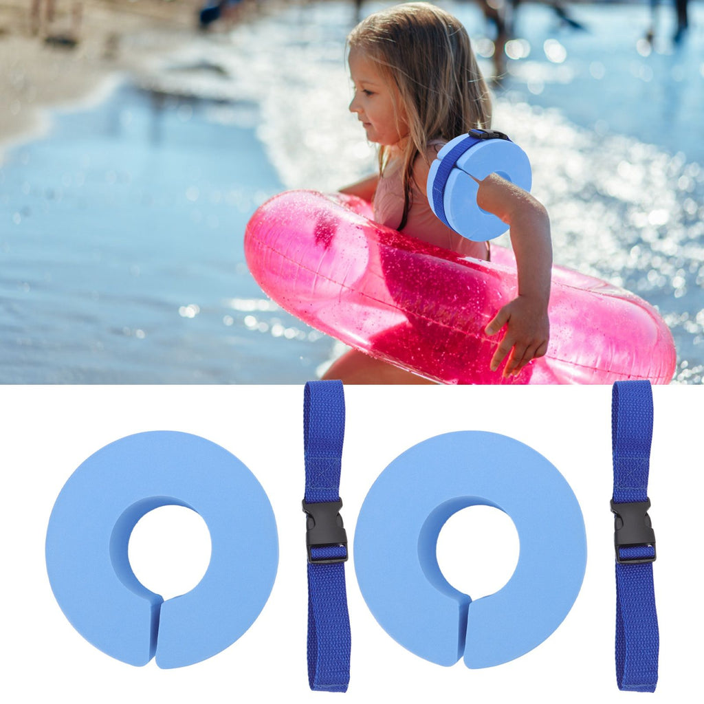 2 Pcs Thicken Baby Swim Cuffs EVA Children's Swimming Buoyancy Foam Arm Ring Kid's Swmming Equipment Blue Belt