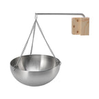 Sauna Bowl Stainless Steel Hanging Aromatherapy Oil Cup with Wooden Block for Sauna Room L 20cm
