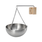 Sauna Bowl Stainless Steel Hanging Aromatherapy Oil Cup with Wooden Block for Sauna Room L 20cm