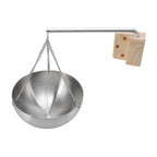 Sauna Bowl Stainless Steel Hanging Aromatherapy Oil Cup with Wooden Block for Sauna Room L 20cm