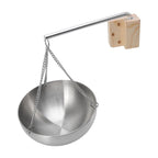 Sauna Bowl Stainless Steel Hanging Aromatherapy Oil Cup with Wooden Block for Sauna Room L 20cm