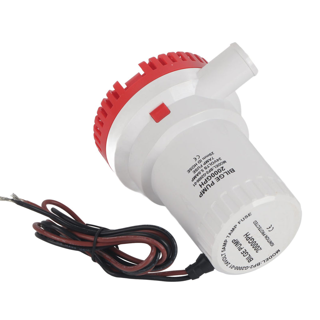 Bilge Pump Silent Boat Submersible DC Micro Drain Marine Sewage for Pond Pool 2000 GPH 24V