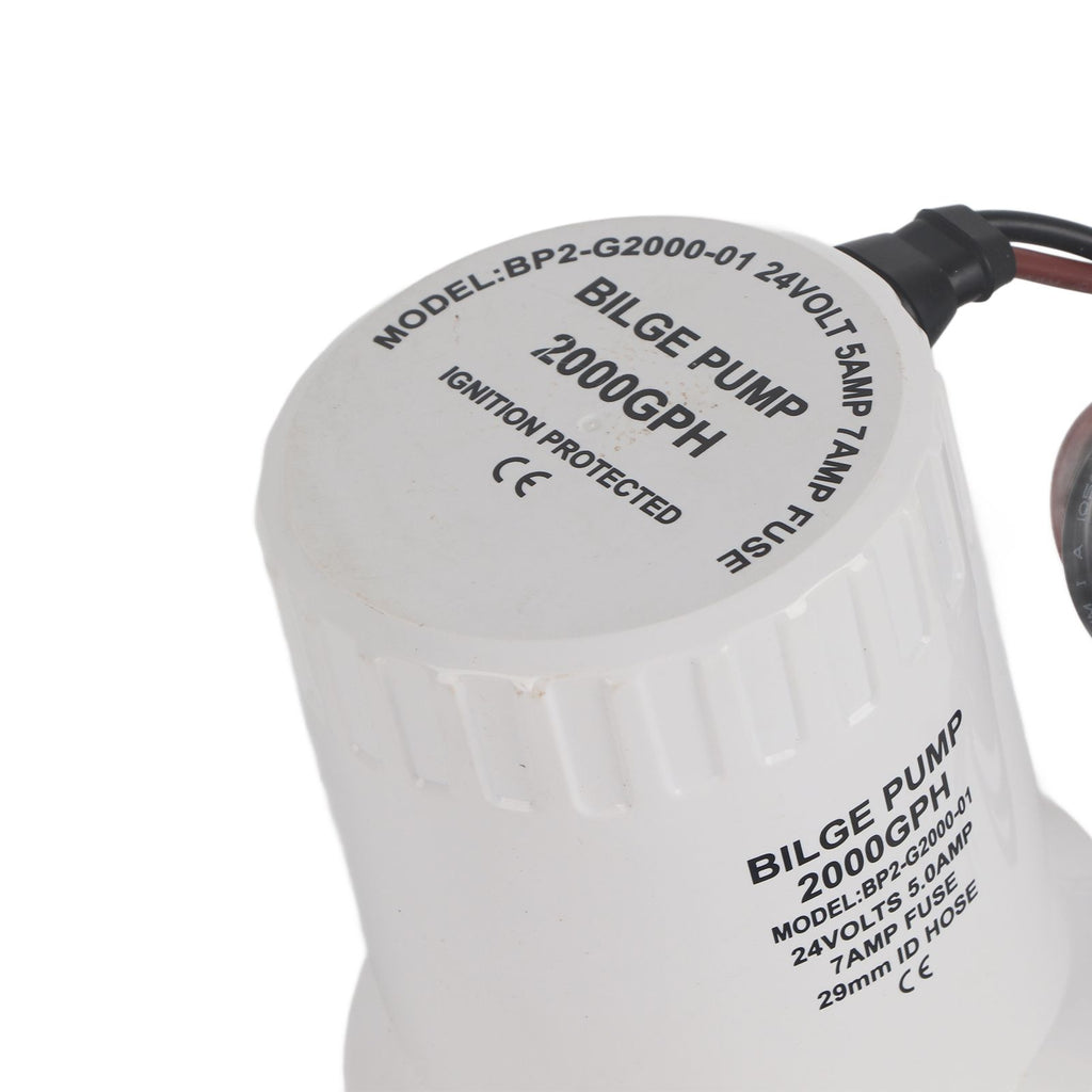 Bilge Pump Silent Boat Submersible DC Micro Drain Marine Sewage for Pond Pool 2000 GPH 24V