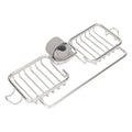 Faucet Storage Shelf Aluminum Plastic Two Containers with Towel Rod for Sponge Rag Kitchen Bathroom Silver