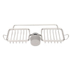 Faucet Storage Shelf Aluminum Plastic Two Containers with Towel Rod for Sponge Rag Kitchen Bathroom Silver