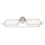 Faucet Storage Shelf Aluminum Plastic Two Containers with Towel Rod for Sponge Rag Kitchen Bathroom Silver