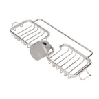 Faucet Storage Shelf Aluminum Plastic Two Containers with Towel Rod for Sponge Rag Kitchen Bathroom Silver