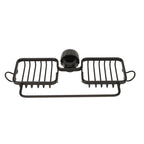 Faucet Storage Shelf Aluminum Plastic Two Containers with Towel Rod for Sponge Rag Kitchen Bathroom Black