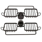 Faucet Storage Shelf Aluminum Plastic Two Containers with Towel Rod for Sponge Rag Kitchen Bathroom Black