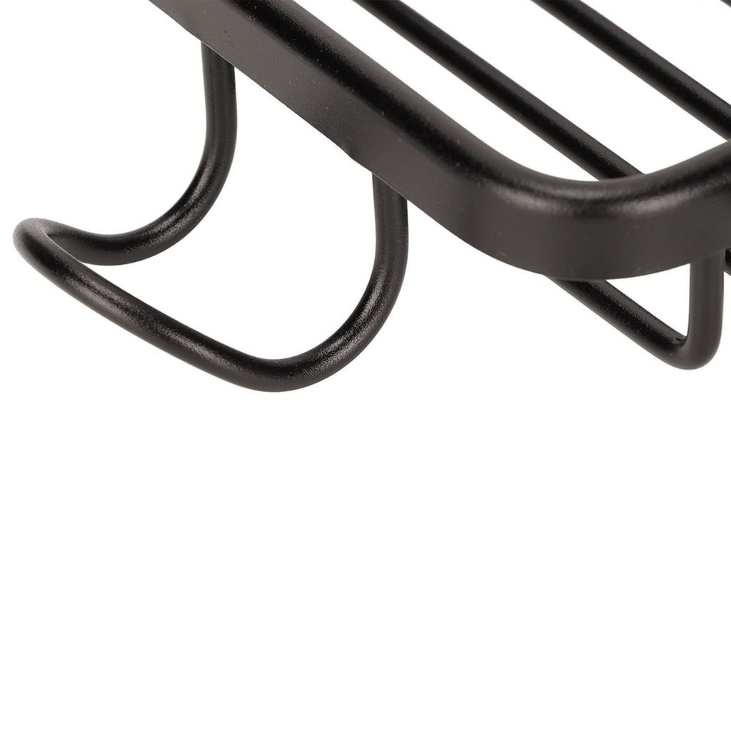 Faucet Storage Shelf Aluminum Plastic Two Containers with Towel Rod for Sponge Rag Kitchen Bathroom Black