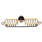Faucet Storage Shelf Aluminum Plastic Two Containers with Towel Rod for Sponge Rag Kitchen Bathroom Black Gold