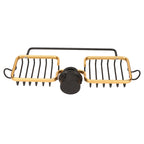 Faucet Storage Shelf Aluminum Plastic Two Containers with Towel Rod for Sponge Rag Kitchen Bathroom Black Gold