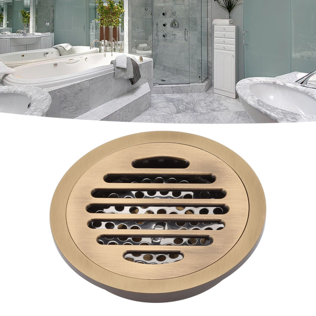 Round Shower Drain Vintage Style Robust Wearproof Sturdy Circle Floor Drain for Bathroom Garage
