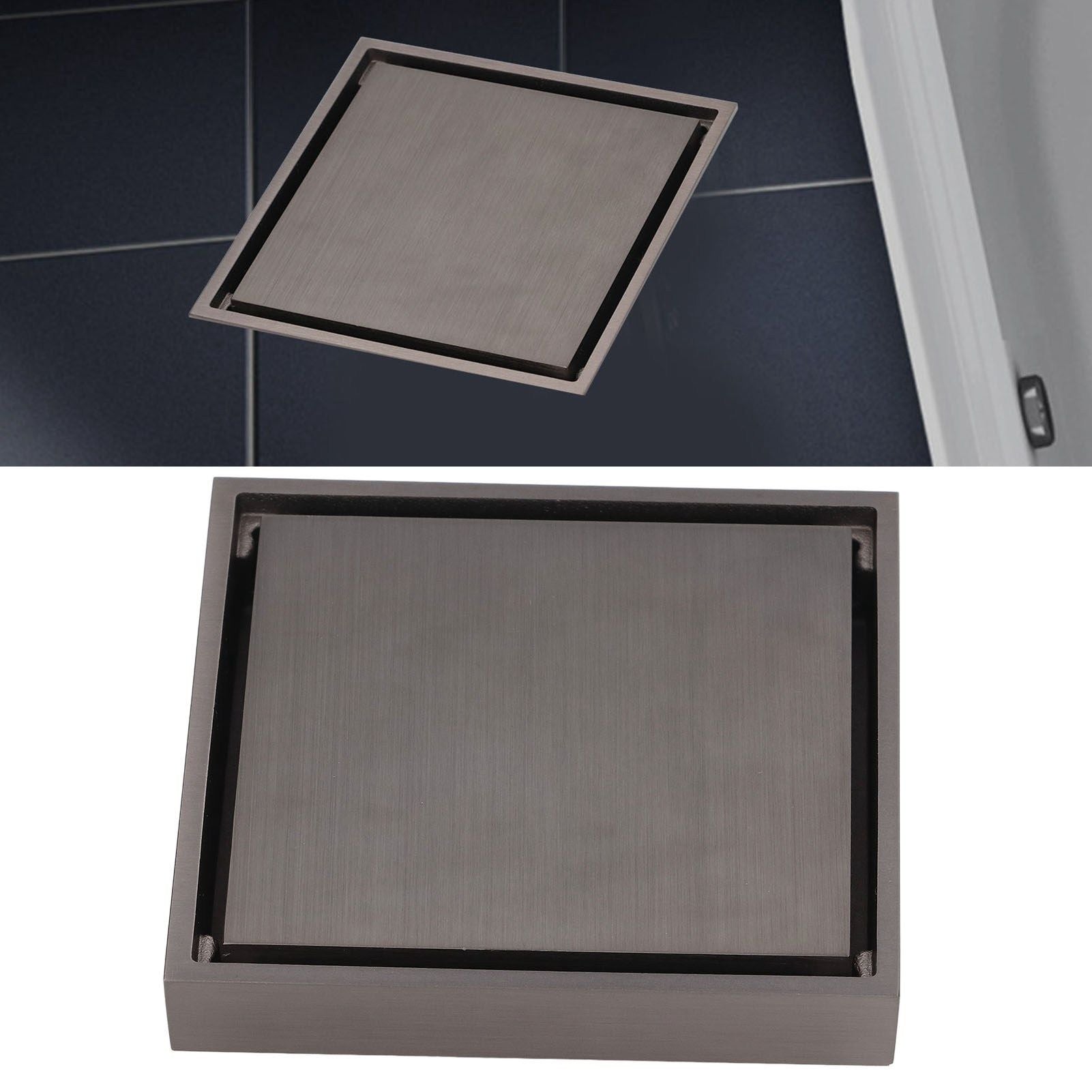 Shallow Water Floor Drain Copper Stainless Steel Odorless Insect Proof Fast Drainage for Bathroom Kitchen Gray