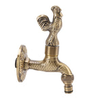 Antique Carved Faucet Bronze Copper Carp Retro Anti Rust Outdoor Garden Tap for Toilet G1/2in Rooster