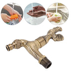 Antique Carved Faucet Bronze Copper Carp Retro Anti Rust Outdoor Garden Tap for Toilet G1/2in Rooster
