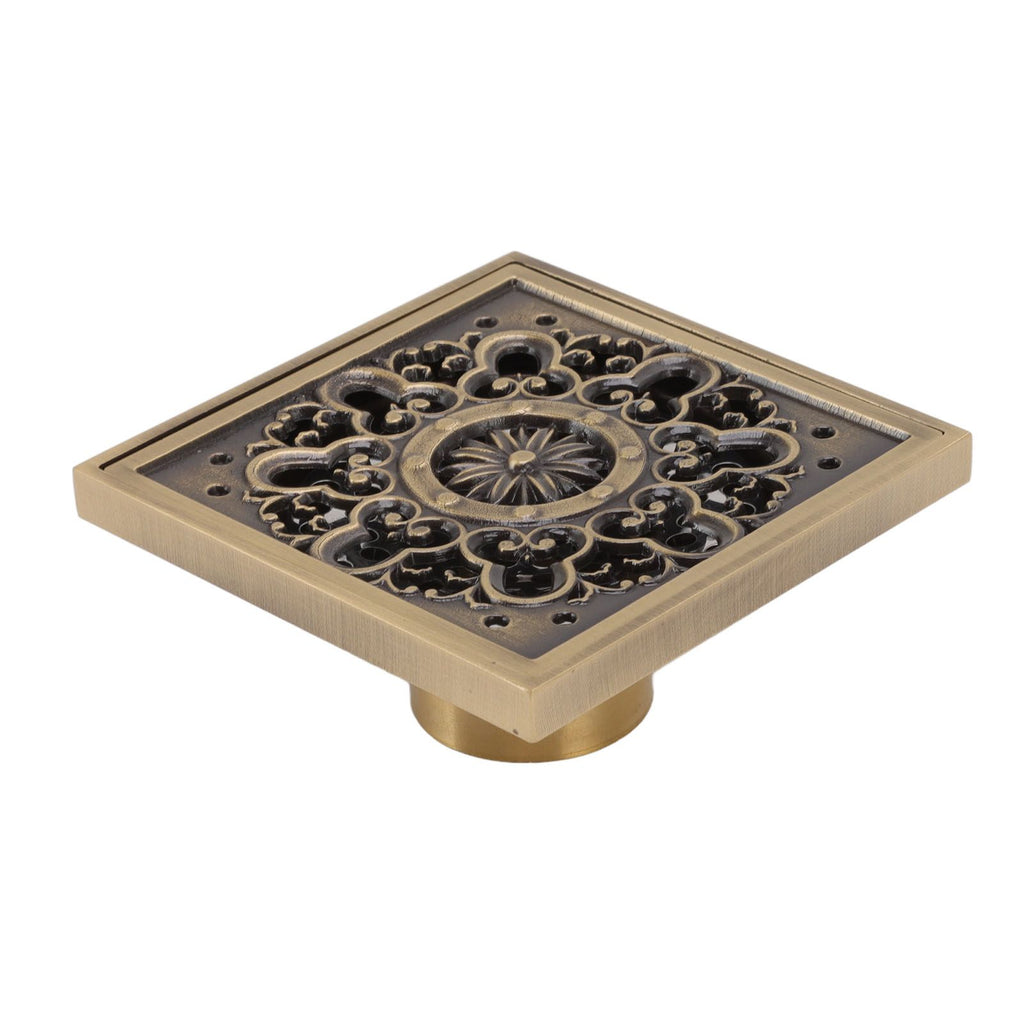 Copper Floor Drain Squared Retro Large Flow Odor Proof Shower Drain for Bathroom