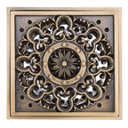 Copper Floor Drain Squared Retro Large Flow Odor Proof Shower Drain for Bathroom