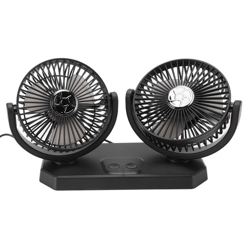 12V Double Head Electric Fan Double Control 3 Gears Strong Wind USB Charging Car Cooling Fan for Minivan Trucks