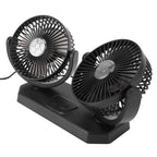 12V Double Head Electric Fan Double Control 3 Gears Strong Wind USB Charging Car Cooling Fan for Minivan Trucks