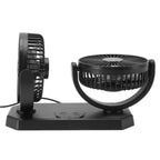 12V Double Head Electric Fan Double Control 3 Gears Strong Wind USB Charging Car Cooling Fan for Minivan Trucks