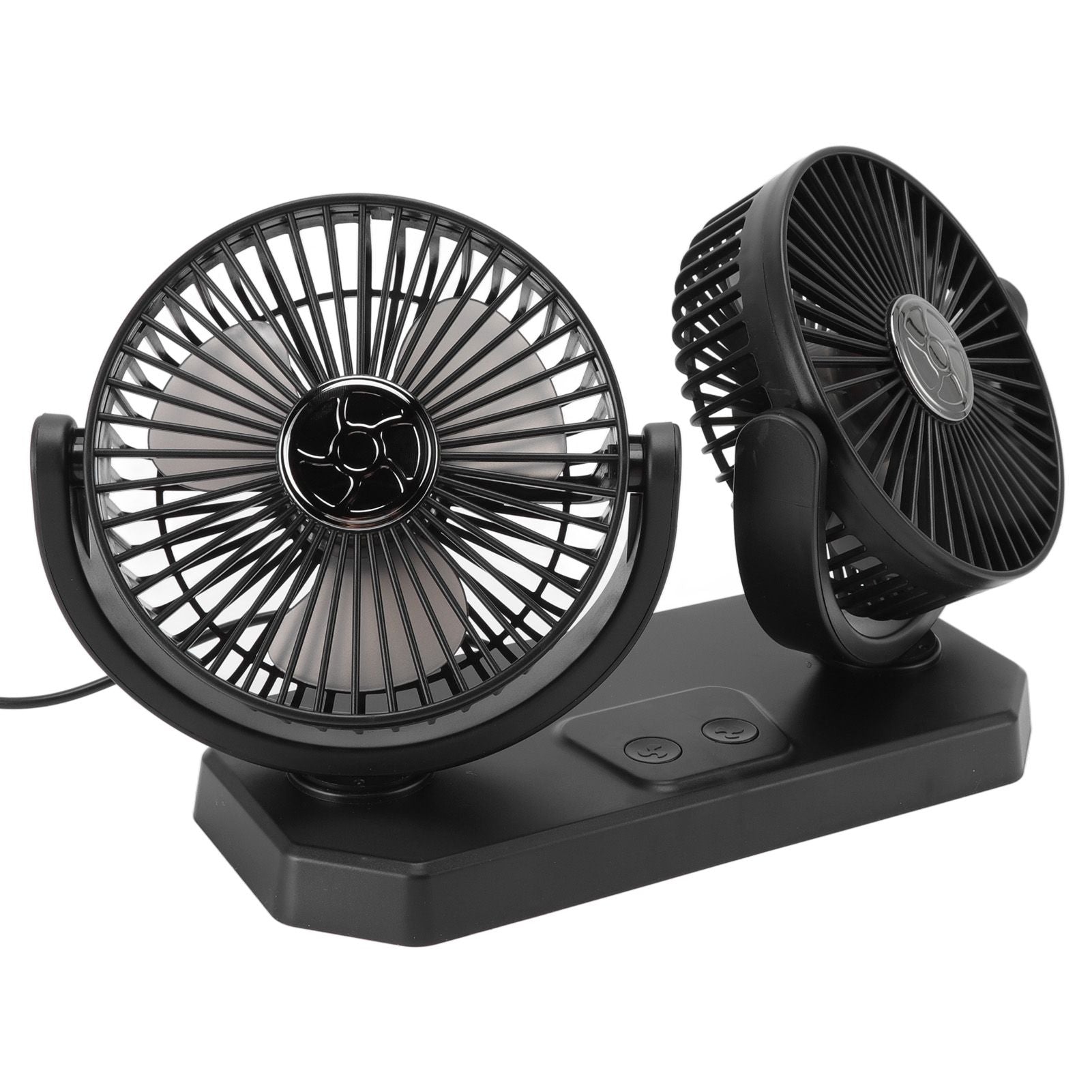 12V Double Head Electric Fan Double Control 3 Gears Strong Wind USB Charging Car Cooling Fan for Minivan Trucks